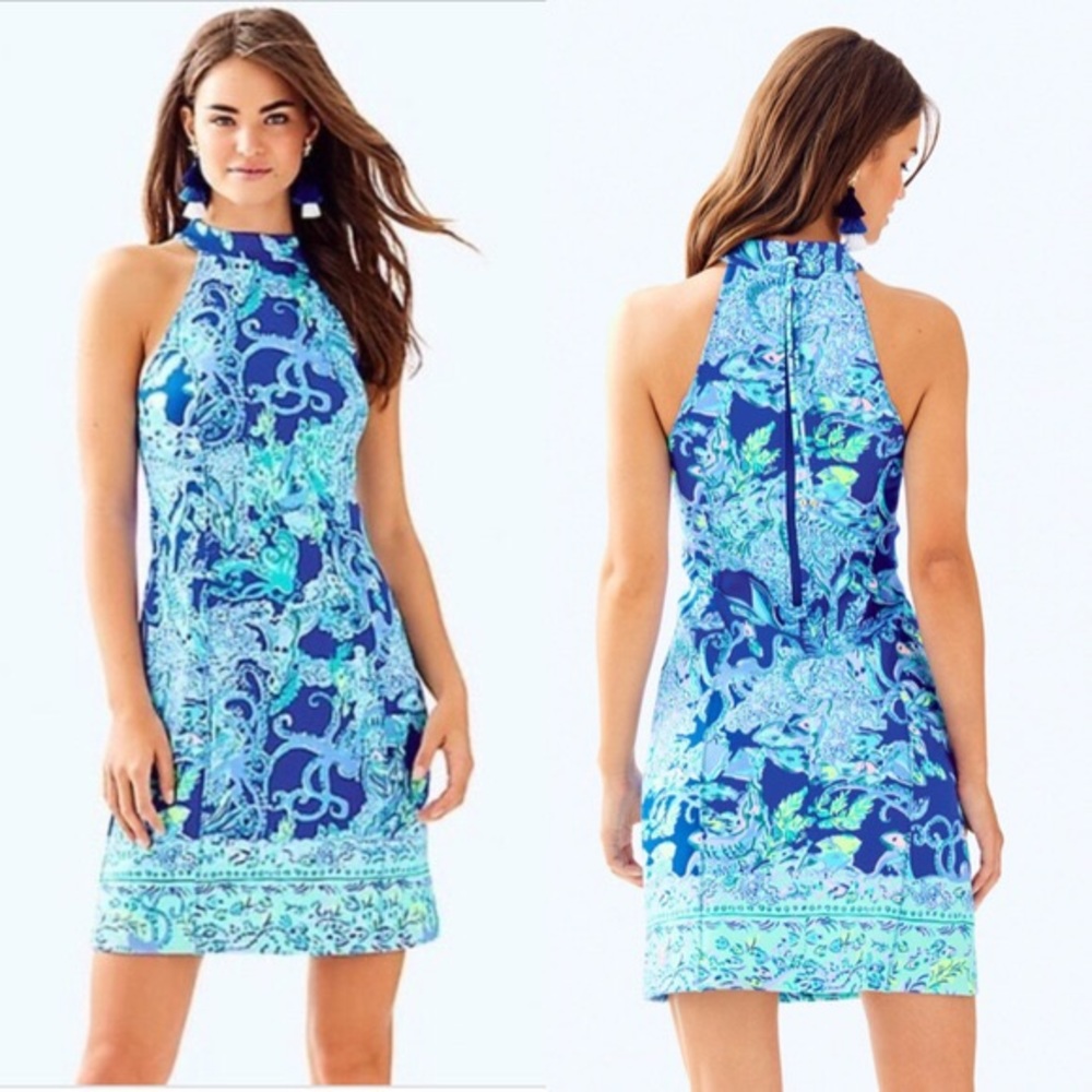 Lilly Pulitzer Blue and Green Midi Dress